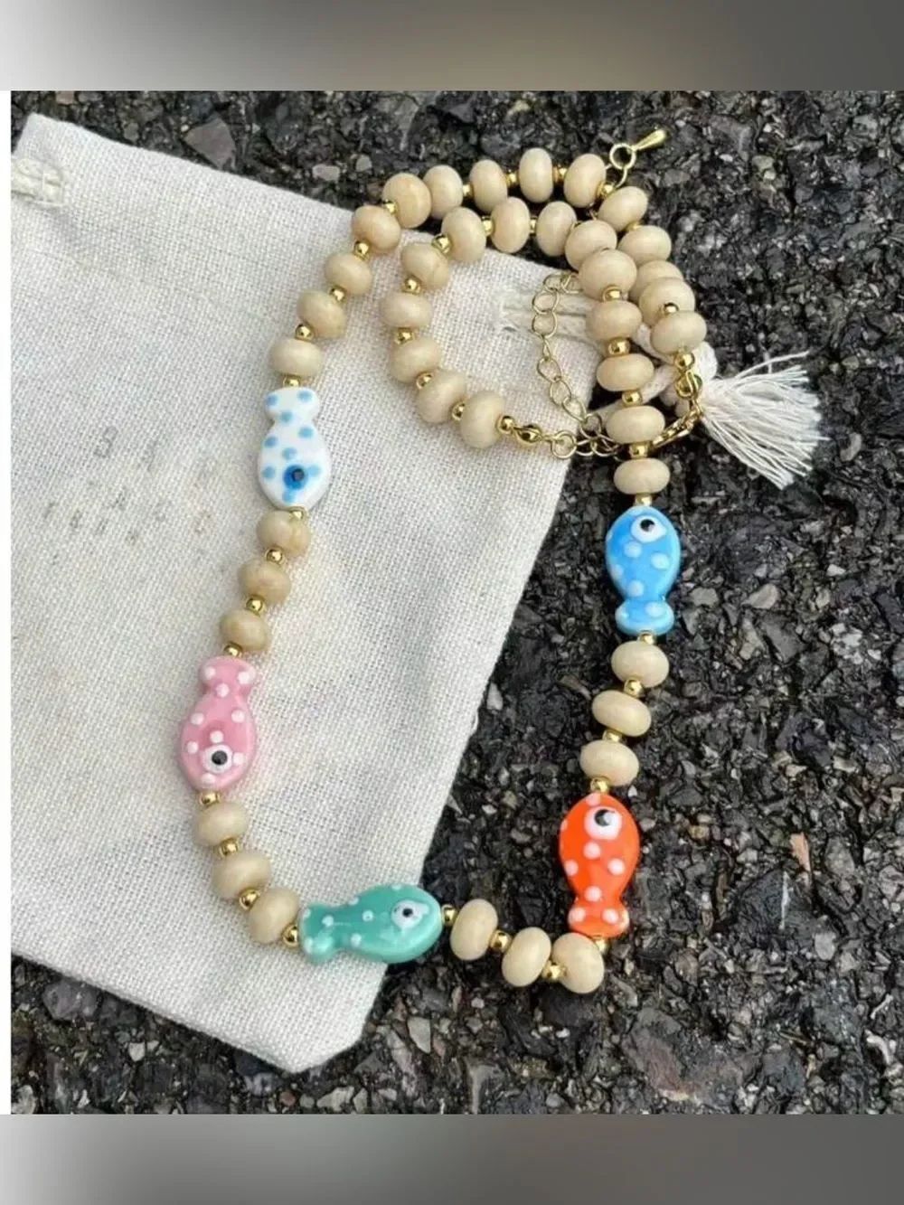 Multicolor Fish Bead Necklace A2033 - Picture 5 of 6